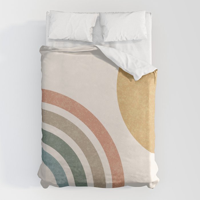 Mid Century Colorful Sun and Rainbow Duvet Cover Gallery Image 6