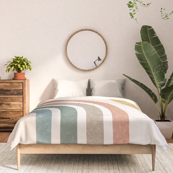 Mid Century Colorful Sun and Rainbow Comforter Gallery Image 3