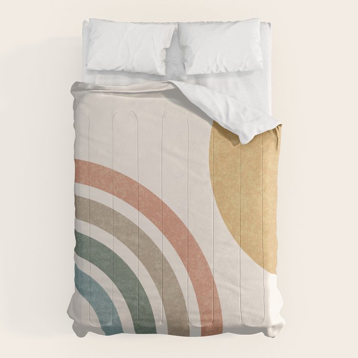 Mid Century Colorful Sun and Rainbow Comforter Gallery Image 1