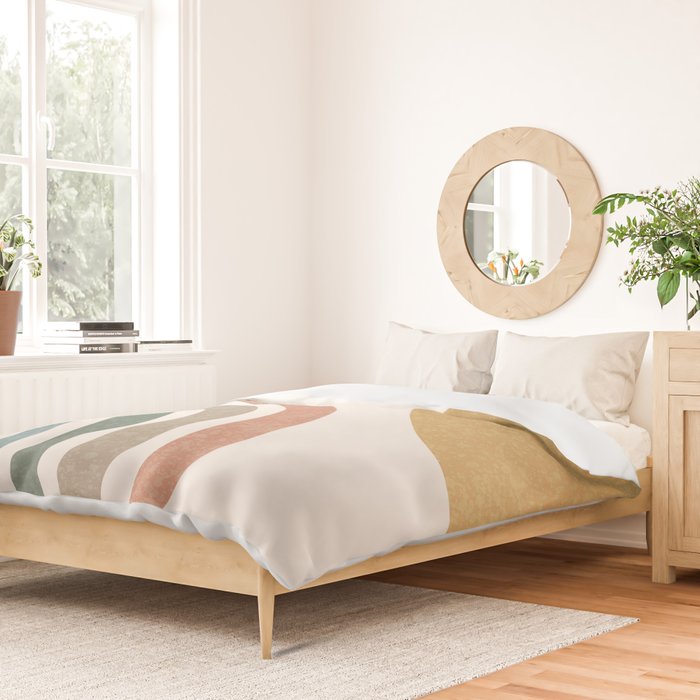 Mid Century Colorful Sun and Rainbow Duvet Cover Gallery Image 2