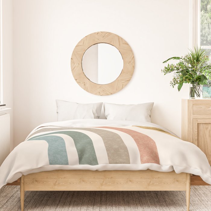 Mid Century Colorful Sun and Rainbow Duvet Cover Gallery Image 3