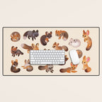 Foxes - beige Desk Mat Gallery Image 1
