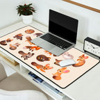Foxes - beige Desk Mat Gallery Image 2