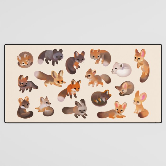 Foxes - beige Desk Mat Gallery Image 3