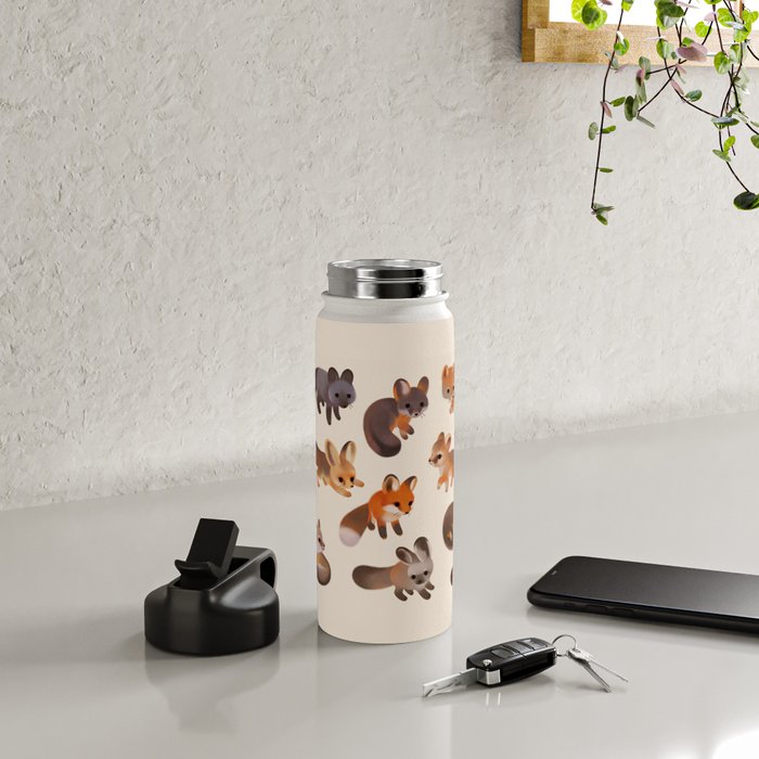 Foxes - beige Water Bottle Gallery Image 4
