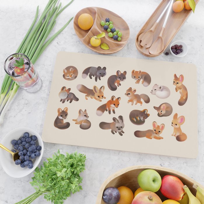 Foxes - beige Cutting Board Gallery Image 2