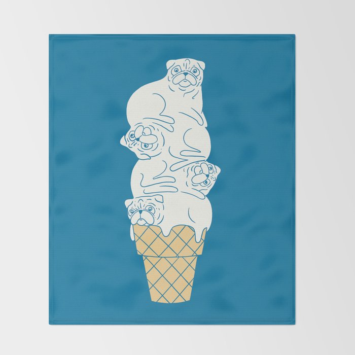 Pug Ice Cream Throw Blanket Gallery Image 2
