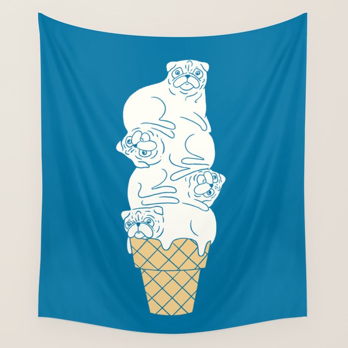 Pug Ice Cream Wall Tapestry Gallery Image 4