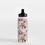 Vintage & Shabby Chic Pink Cockatoo Tropical Flower Jungle Water Bottle Gallery Image 2