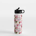 Vintage & Shabby Chic Pink Cockatoo Tropical Flower Jungle Water Bottle Gallery Image 1