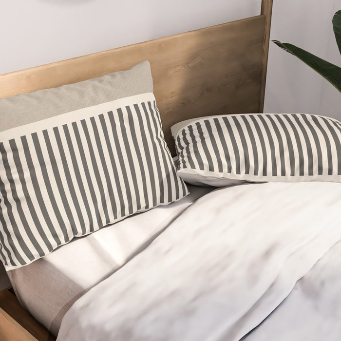 Green Beige Black Lines Artwork I Pillow Sham Gallery Image 2