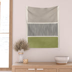 Green Beige Black Lines Artwork I Wall Tapestry Gallery Image 2