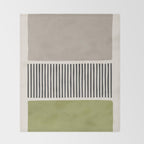 Green Beige Black Lines Artwork I Throw Blanket Gallery Image 2
