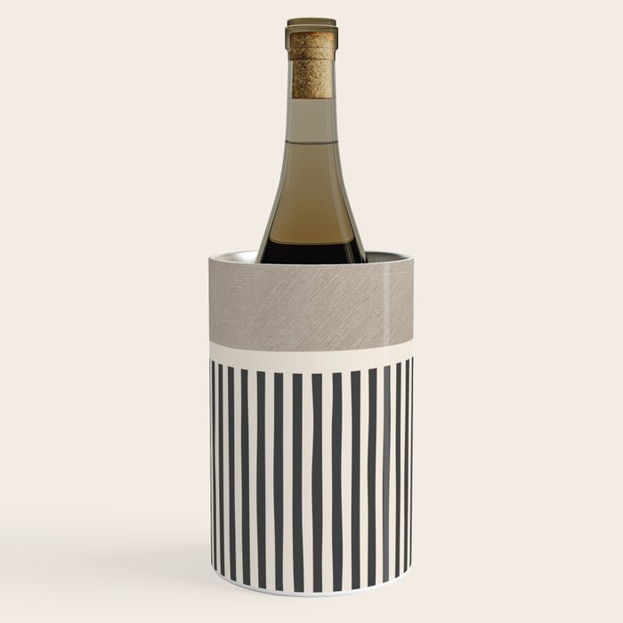 Green Beige Black Lines Artwork I Wine Chiller Gallery Image 1