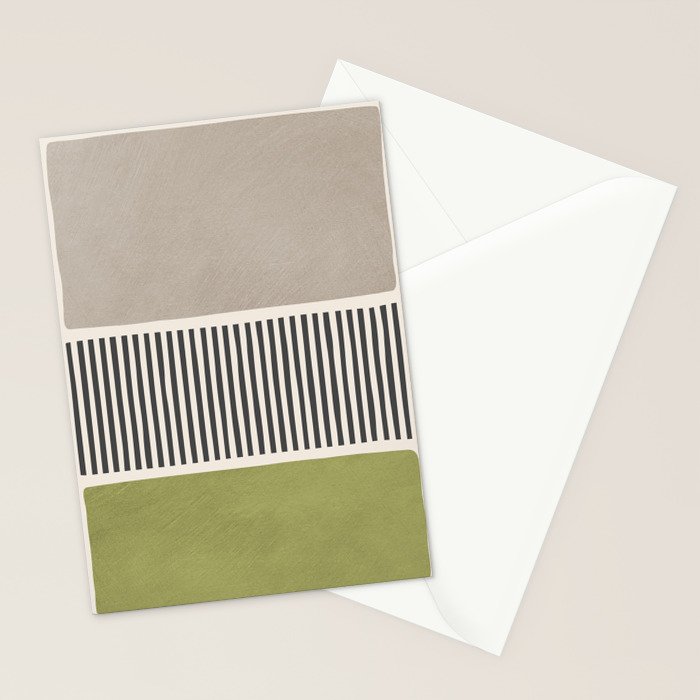 Green Beige Black Lines Artwork I Stationery Card Gallery Image 2