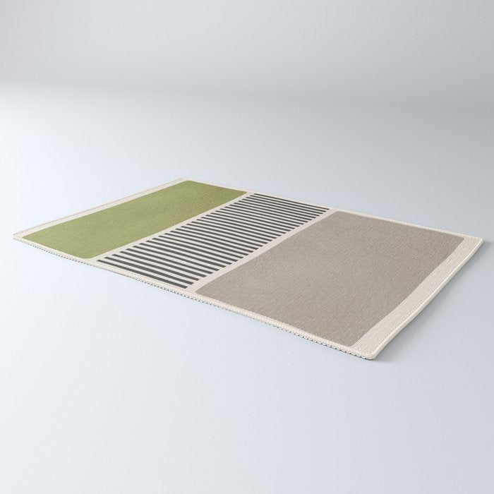 Green Beige Black Lines Artwork I Rug Gallery Image 3