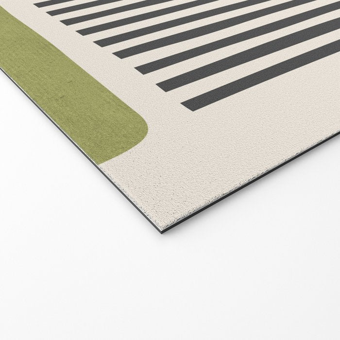 Green Beige Black Lines Artwork I Welcome Mat Gallery Image 2