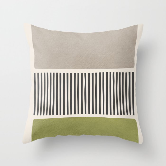 Green Beige Black Lines Artwork I Throw Pillow Gallery Image 6