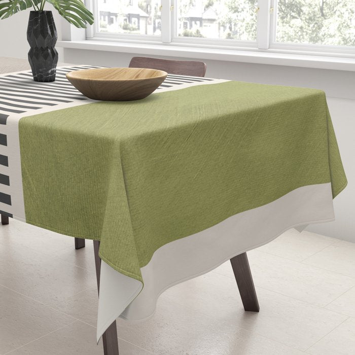 Green Beige Black Lines Artwork I Tablecloth Gallery Image 3