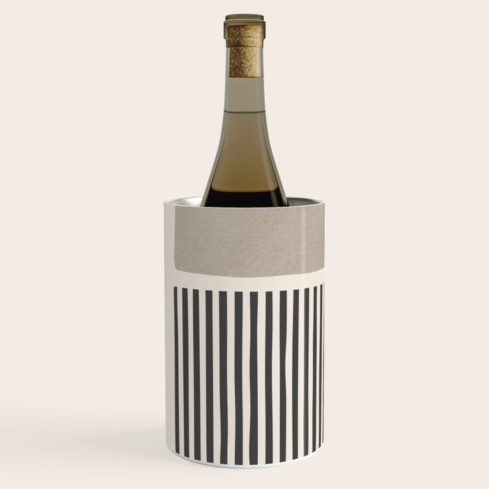 Green Beige Black Lines Artwork I Wine Chiller Gallery Image 2