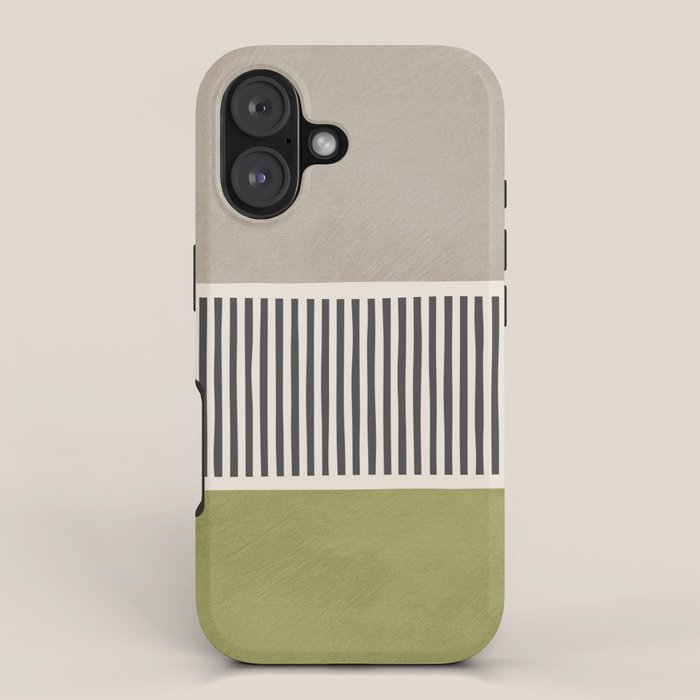 Green Beige Black Lines Artwork I iPhone Case Gallery Image 1