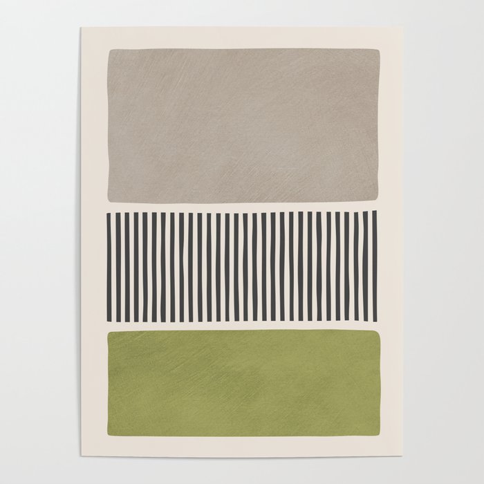 Green Beige Black Lines Artwork I Poster Gallery Image 4