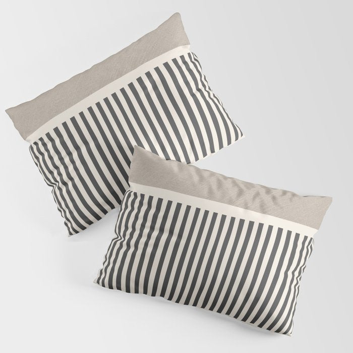 Green Beige Black Lines Artwork I Pillow Sham Gallery Image 3