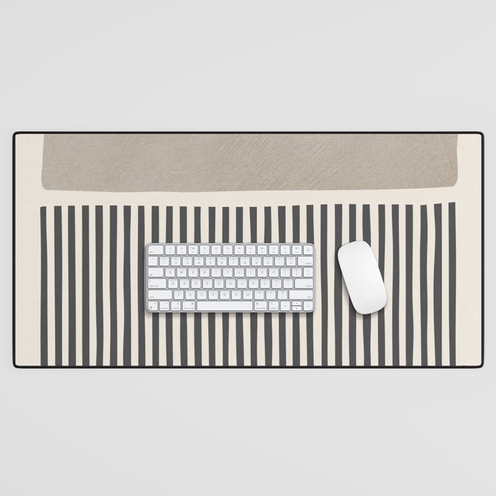 Green Beige Black Lines Artwork I Desk Mat Gallery Image 1