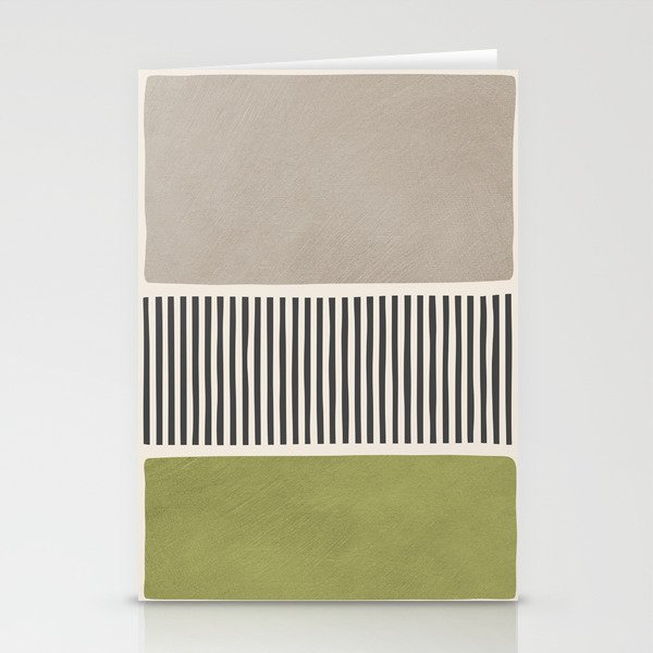Green Beige Black Lines Artwork I Stationery Card Gallery Image 2
