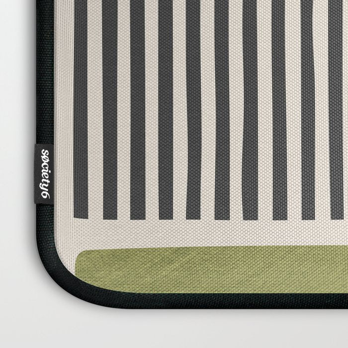 Green Beige Black Lines Artwork I Laptop Sleeve Gallery Image 3