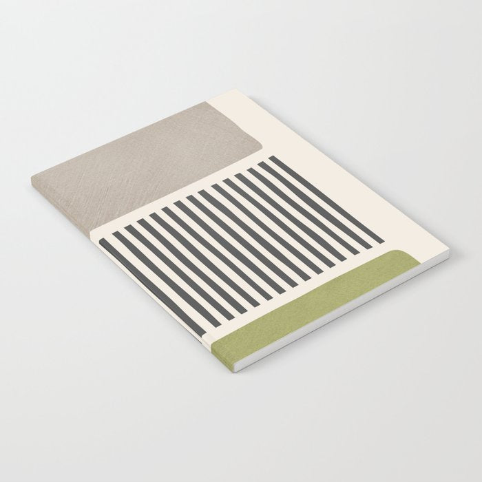 Green Beige Black Lines Artwork I Notebook Gallery Image 1