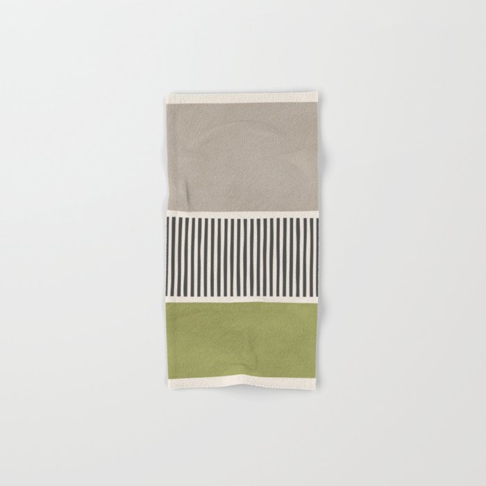 Green Beige Black Lines Artwork I Bath Towel Gallery Image 1