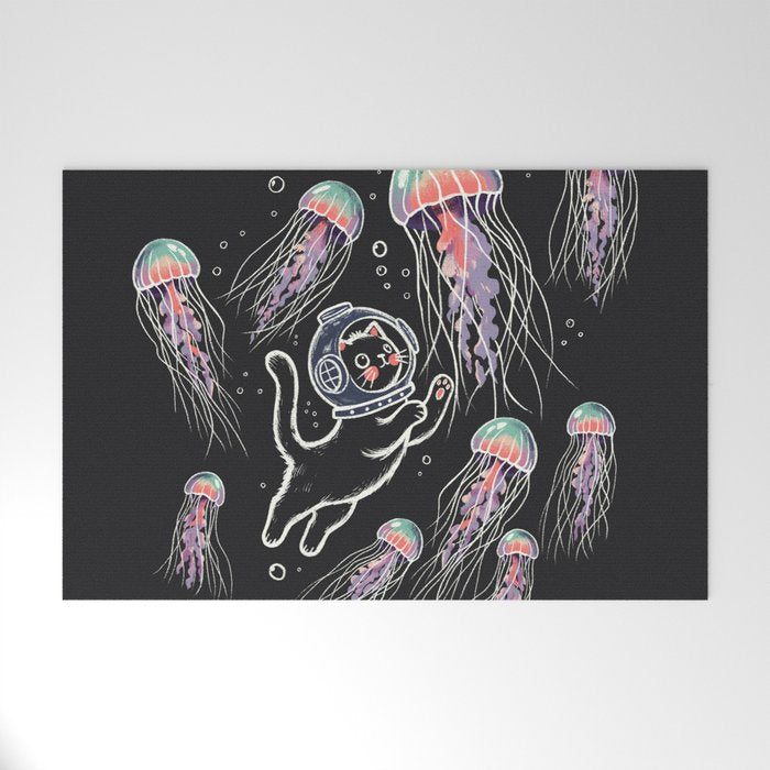 Jellyfish diver Welcome Mat Gallery Image 1
