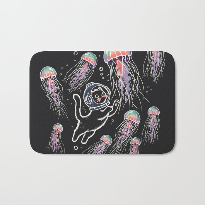 Jellyfish diver Bath Mat Gallery Image 1