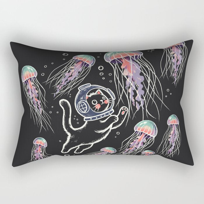 Jellyfish diver Rectangular Pillow Gallery Image 1