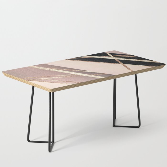 Rose Gold Blush Black Geometric Stripe Glam #1 #geo #decor #art #society6 Coffee Table Gallery Image 1