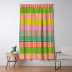 Finnish Patchwork Stripes Pattern Orange Green Pink Chartreuse Window Curtain Gallery Image 5