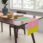 Finnish Patchwork Stripes Pattern Orange Green Pink Chartreuse Table Runner Gallery Image 2