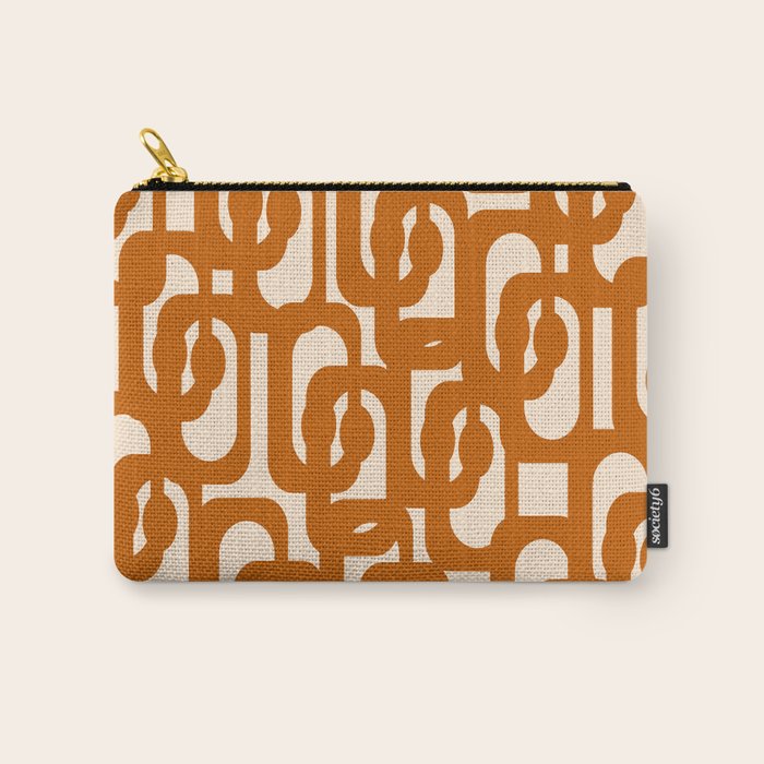 Warm Boho Mid Century Modern Loops Abstract Pattern in Cozy Rust Carry All Pouch Gallery Image 1