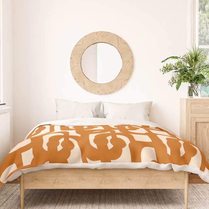 Warm Boho Mid Century Modern Loops Abstract Pattern in Cozy Rust Duvet Cover Gallery Image 3