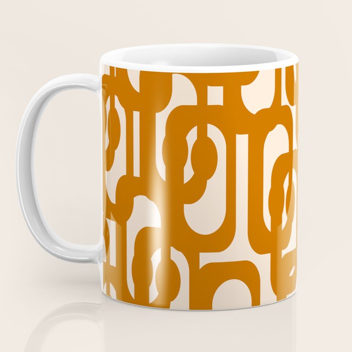 Warm Boho Mid Century Modern Loops Abstract Pattern in Cozy Rust Coffee Mug Gallery Image 3