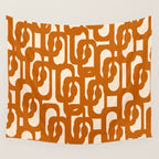 Warm Boho Mid Century Modern Loops Abstract Pattern in Cozy Rust Wall Tapestry Gallery Image 4