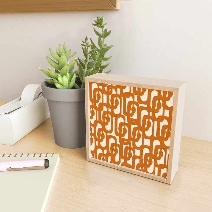Warm Boho Mid Century Modern Loops Abstract Pattern in Cozy Rust Mini Art Print Gallery Image 2