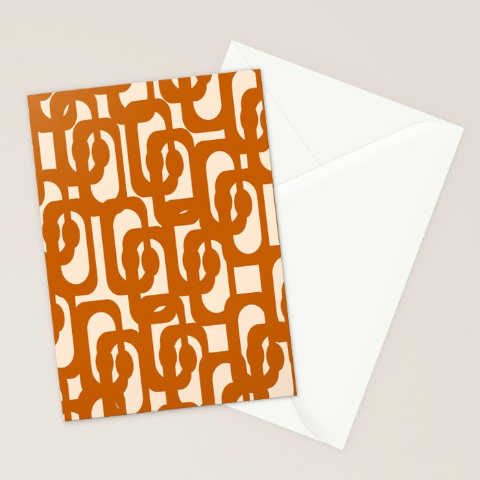 Warm Boho Mid Century Modern Loops Abstract Pattern in Cozy Rust Stationery Card Gallery Image 2