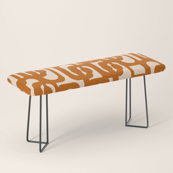 Warm Boho Mid Century Modern Loops Abstract Pattern in Cozy Rust Bench Gallery Image 1