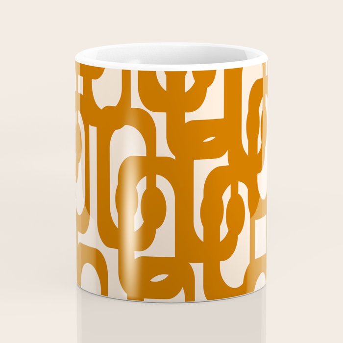 Warm Boho Mid Century Modern Loops Abstract Pattern in Cozy Rust Coffee Mug Gallery Image 4