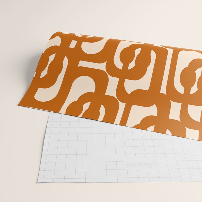 Warm Boho Mid Century Modern Loops Abstract Pattern in Cozy Rust Wrapping Paper Gallery Image 2