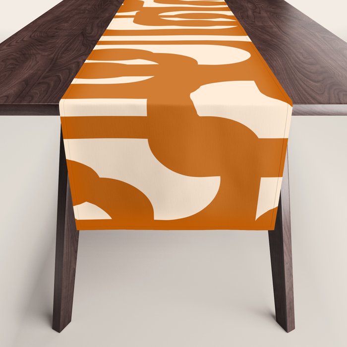 Warm Boho Mid Century Modern Loops Abstract Pattern in Cozy Rust Table Runner Gallery Image 1