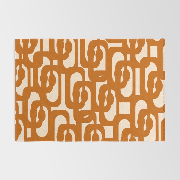 Warm Boho Mid Century Modern Loops Abstract Pattern in Cozy Rust Rug Gallery Image 2