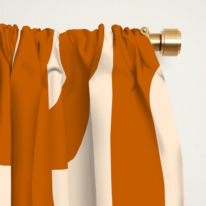 Warm Boho Mid Century Modern Loops Abstract Pattern in Cozy Rust Window Curtain Gallery Image 2
